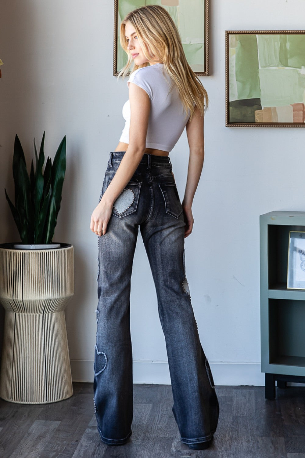 Mic Drop Heart Patched + Studded Denim Flares