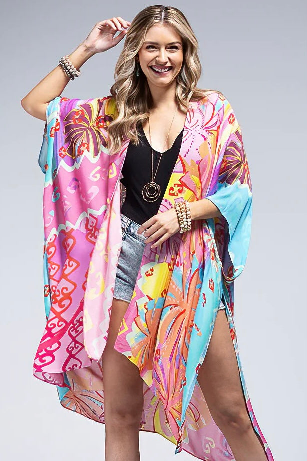 Palm Beach Colorful Lightweight Tropical Kimono