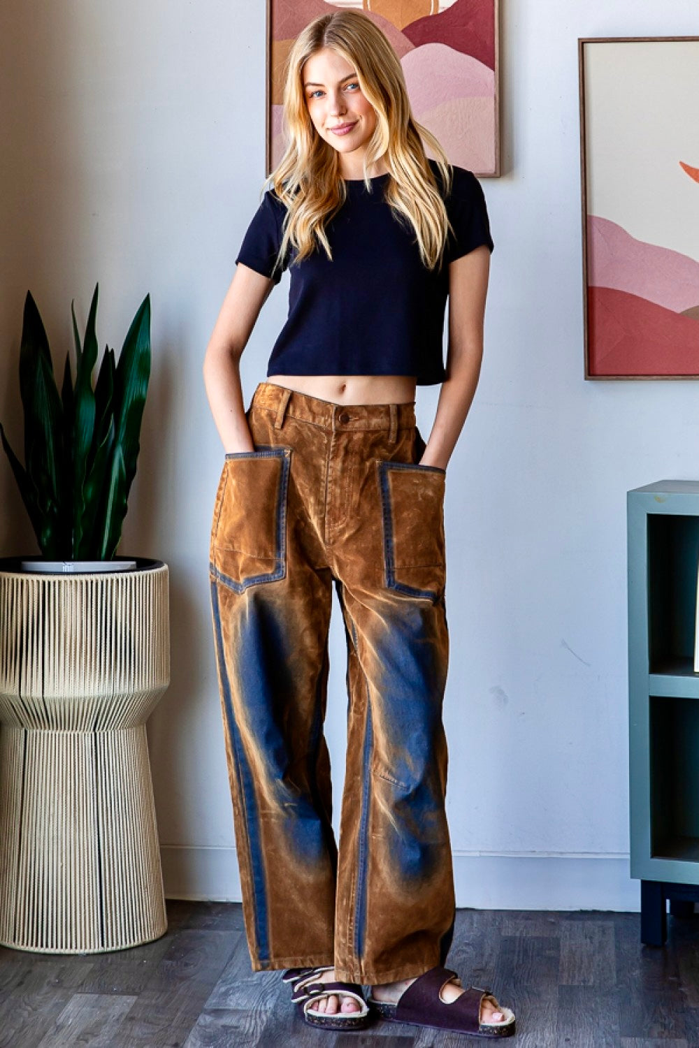 Midnight Maverick Velvet Flocked Barrel Jeans