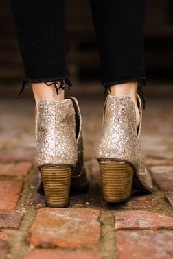 Fiera Glitter Booties in Gold