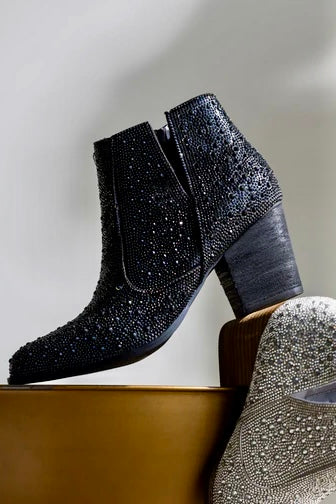 Shine Star Rhinestone Bootie in Black