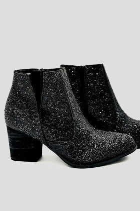 Shine Star Rhinestone Bootie in Black