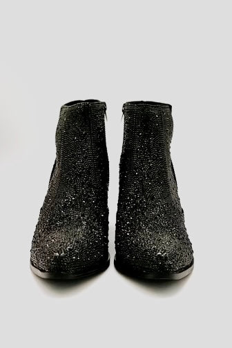 Shine Star Rhinestone Bootie in Black