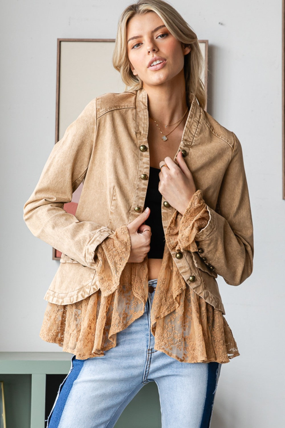 My Ruffled Romance Washed Lace Ruffle Jacket