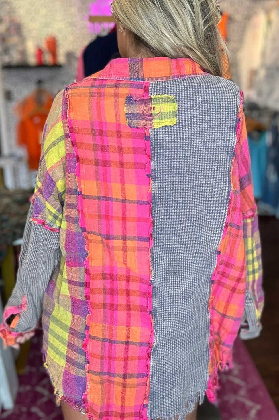 Made Ya Look Washed Plaid + Waffle Knit Button Down