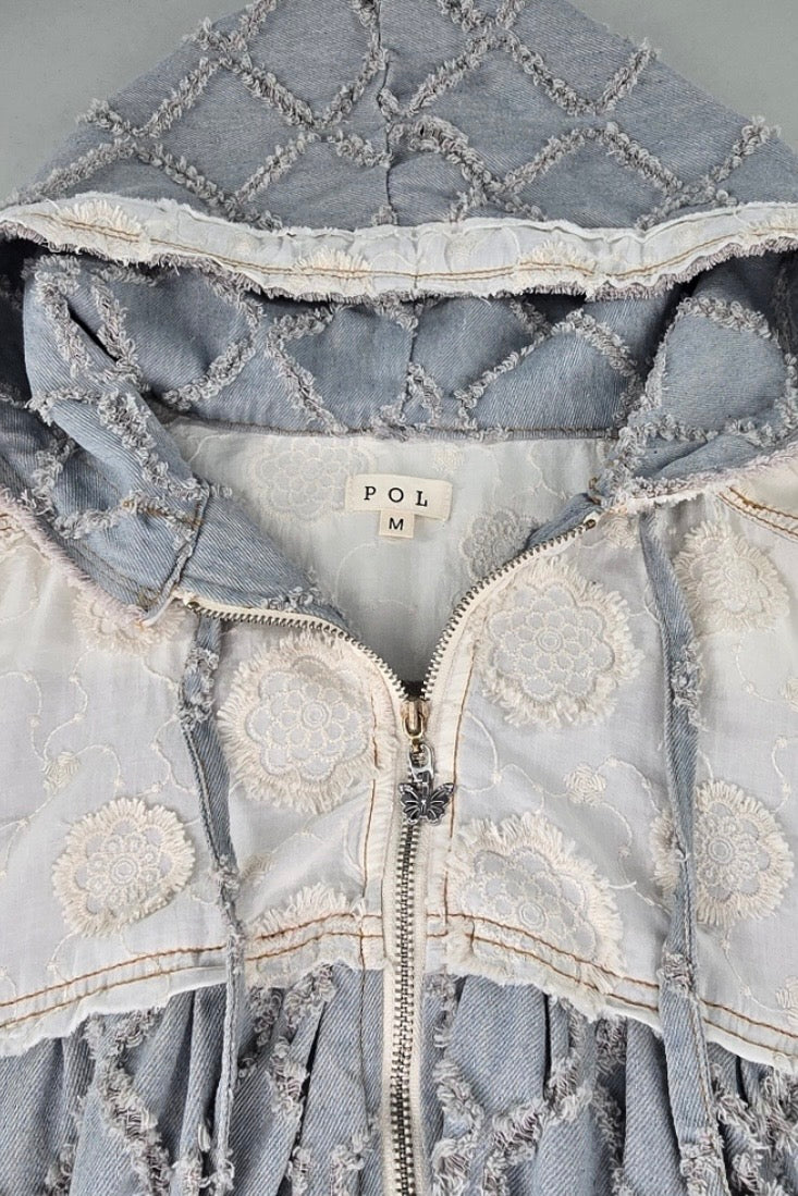 Blue Moon Zip Up Denim Hoodie