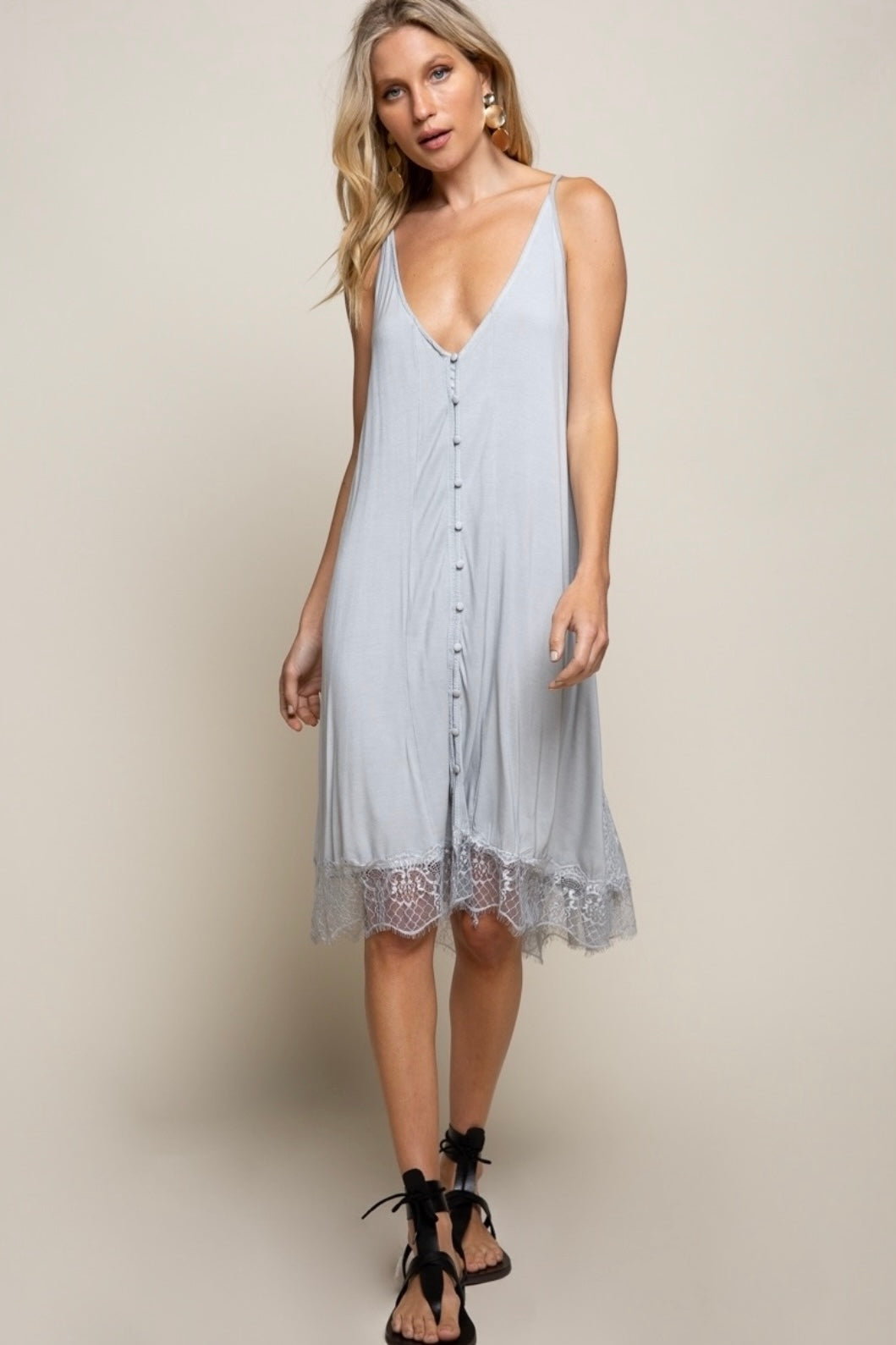 After Hours Plunging V Neck Rayon Jersey Midi Slip