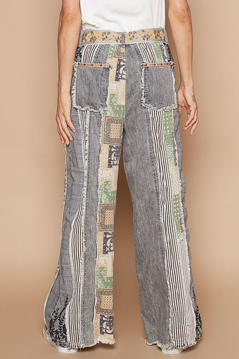 Be Legendary Patchwork Wide Leg Relaxed Fit Jeans (2 Colors)