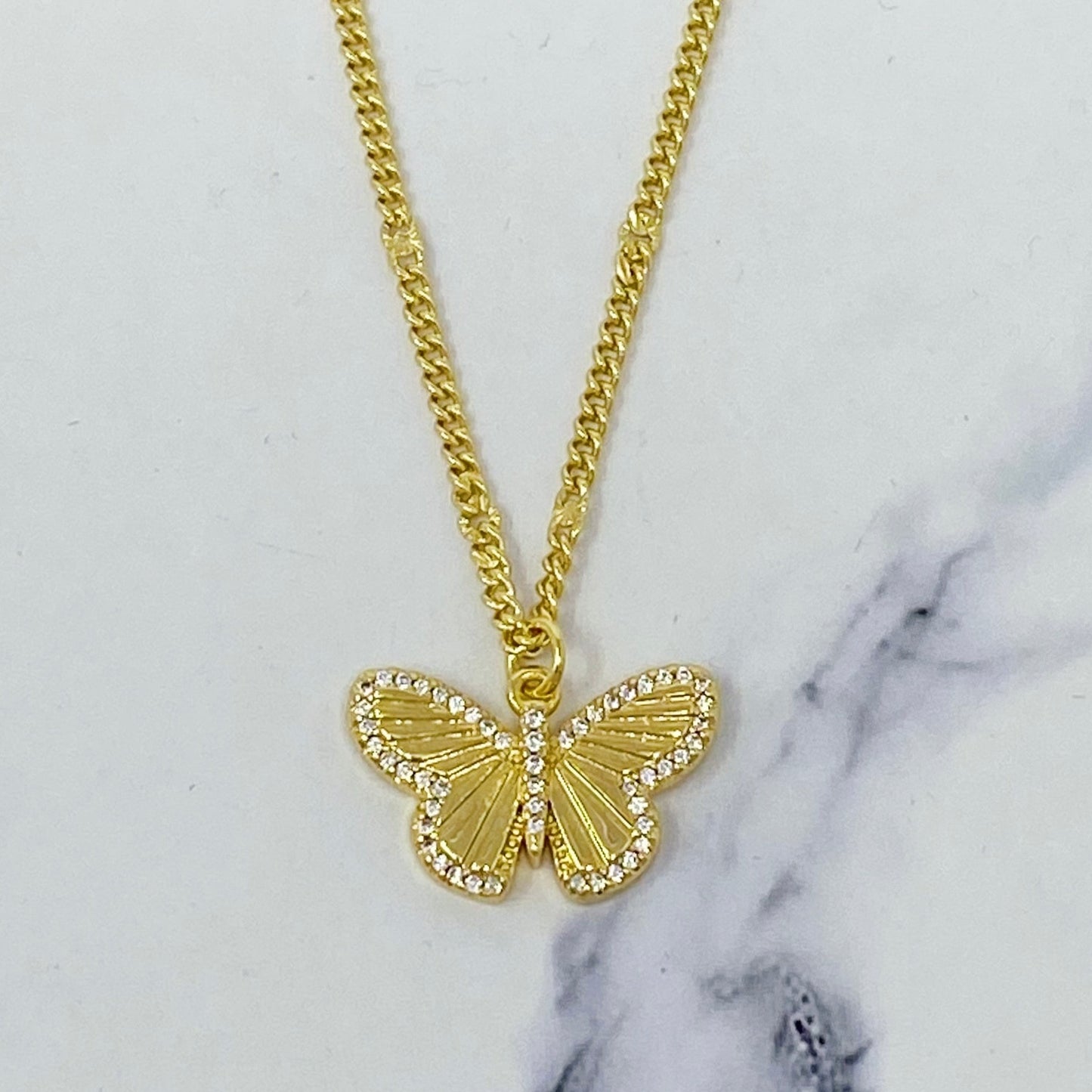 Butterfly In Flight Cubic Zirconia Necklace