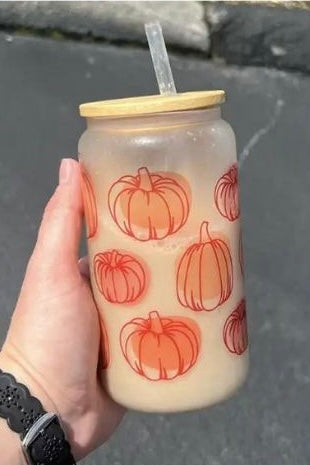 Pumpkin Patch Glass Can Cup