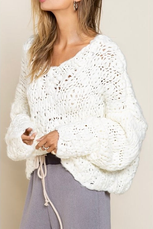 Pilose Cloud Spun Handmade Chunky Knit Sweater