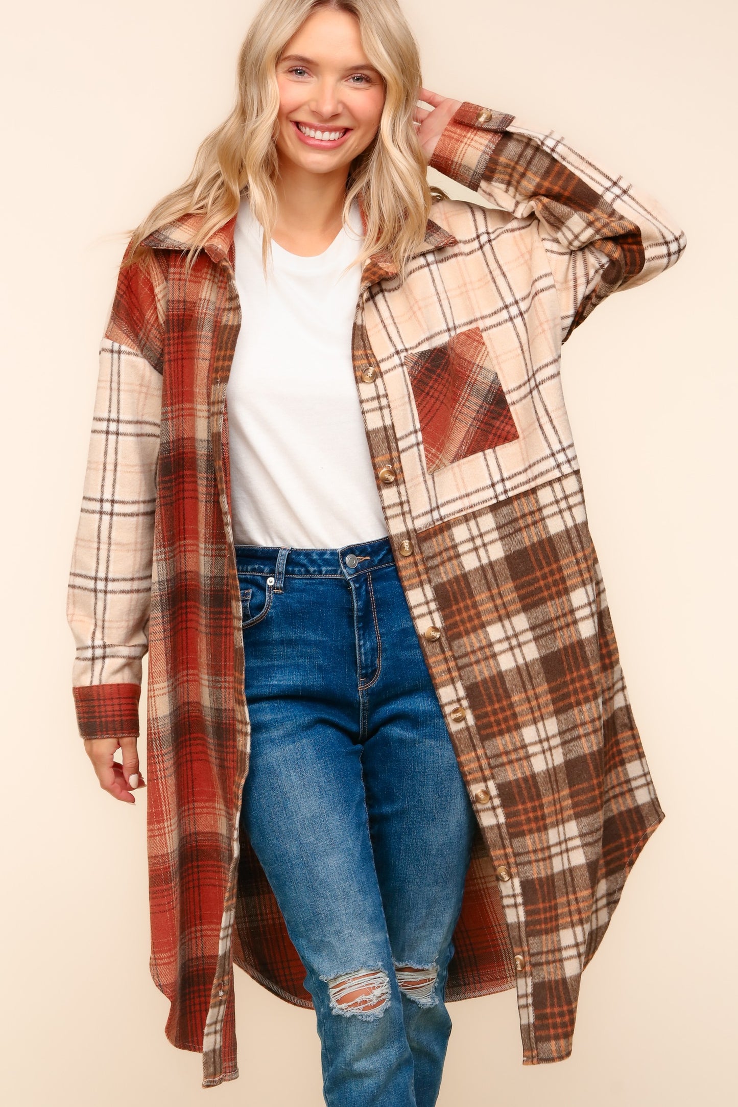 Off Grid Plaid Oversized Flannel Maxi Shirt (Small to 3XL)