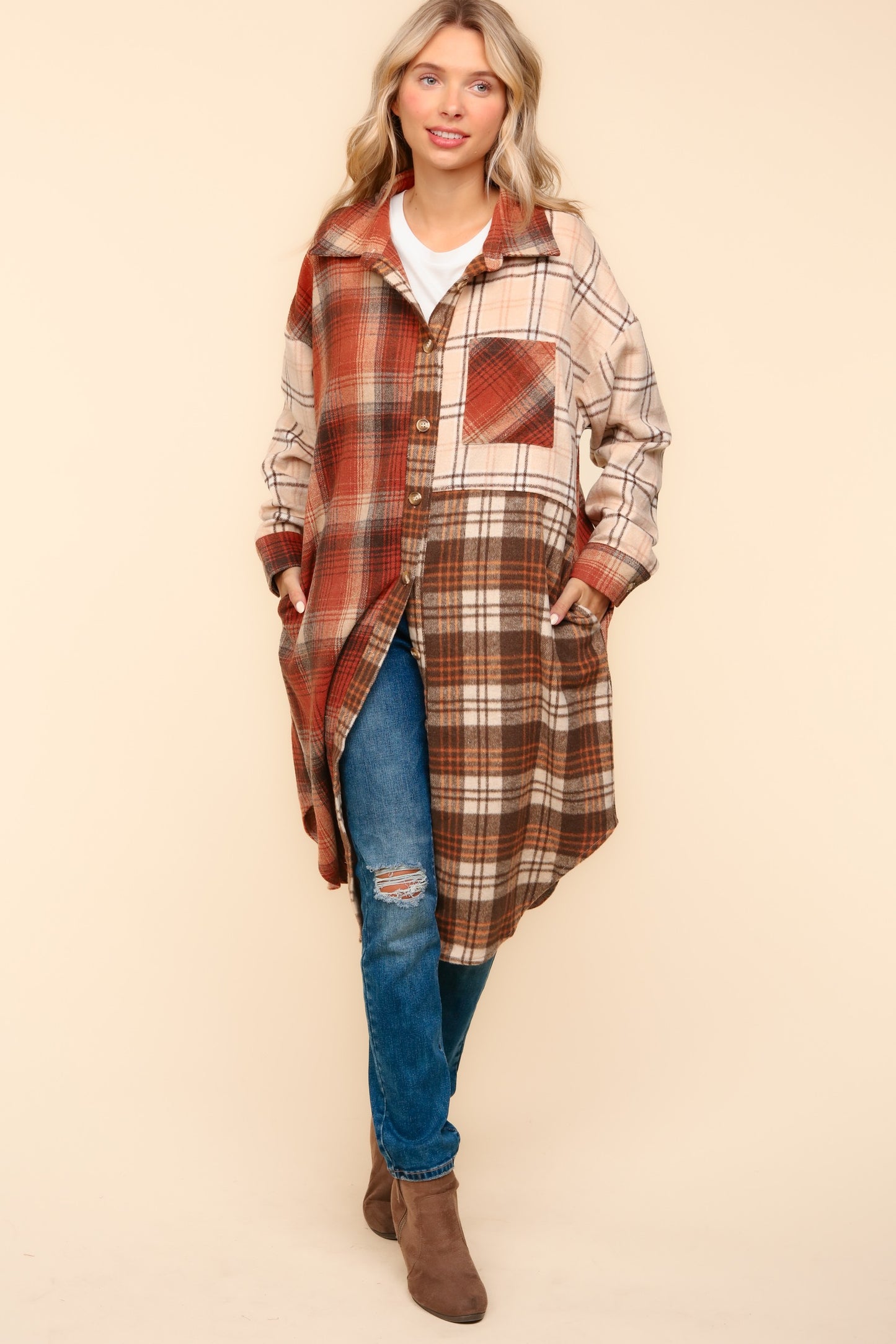 Off Grid Plaid Oversized Flannel Maxi Shirt (Small to 3XL)