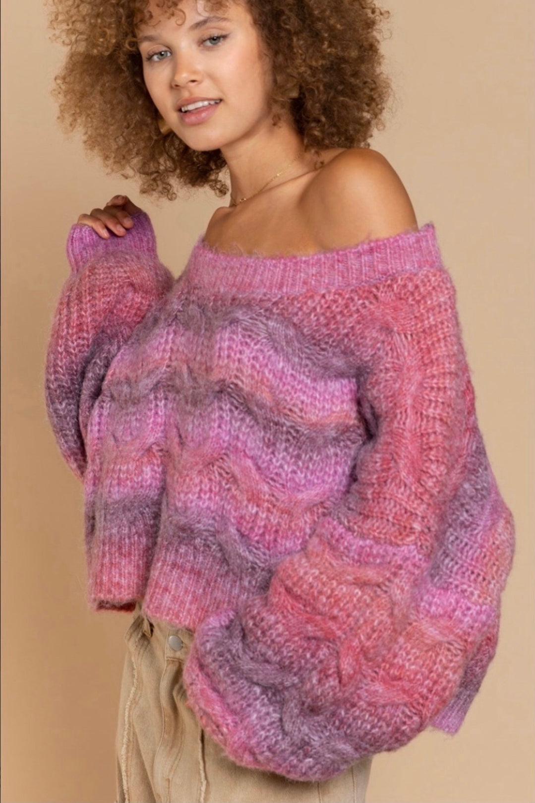 Very Berry Chunky Brushed Knit Sweater
