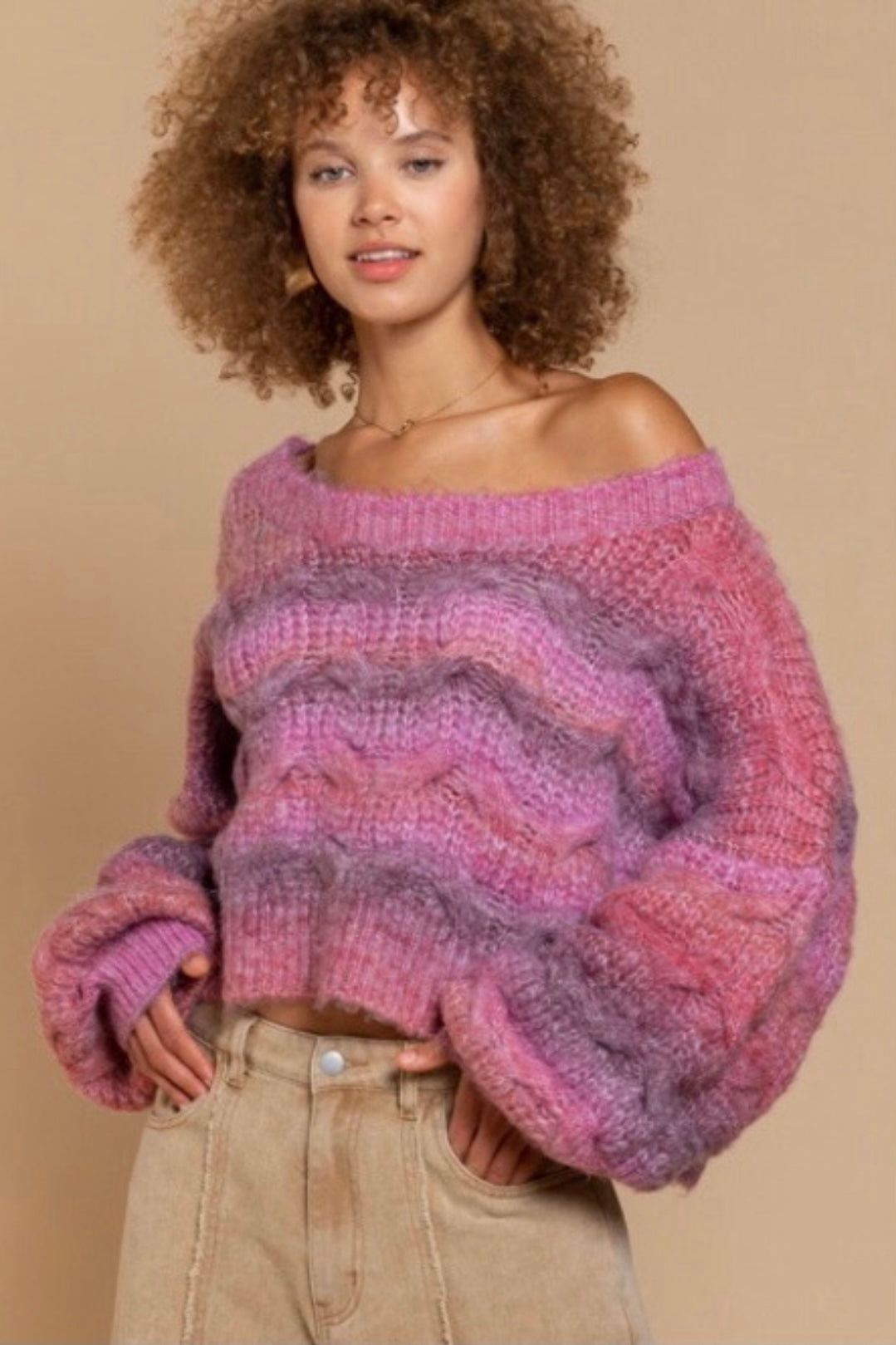 Very Berry Chunky Brushed Knit Sweater