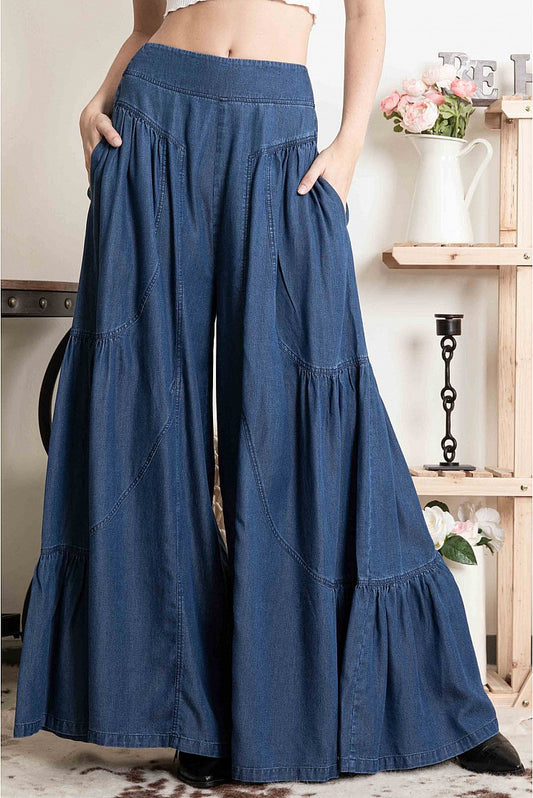 Cruising On Cool Ultra Wide Leg Denim Pull Ons