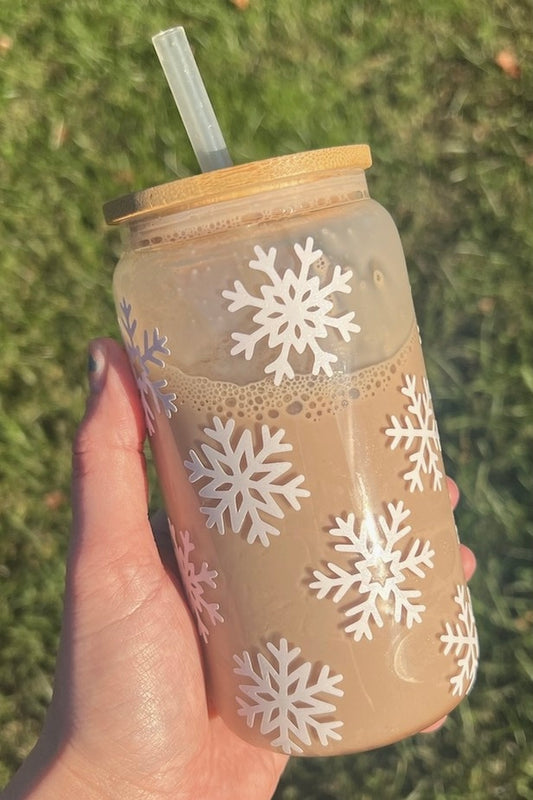 Snowflake Glass Can Cold Cup
