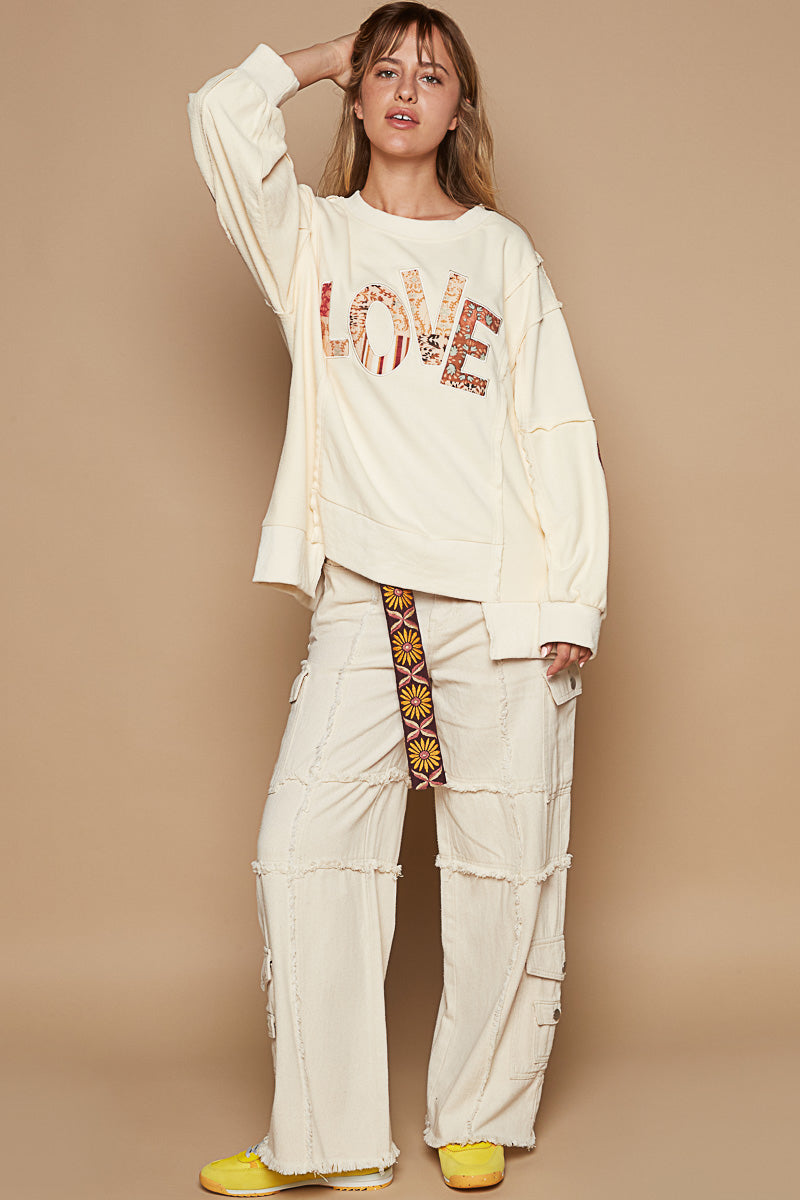 Love Struck Letter Patch French Terry Pullover (3 Colors)