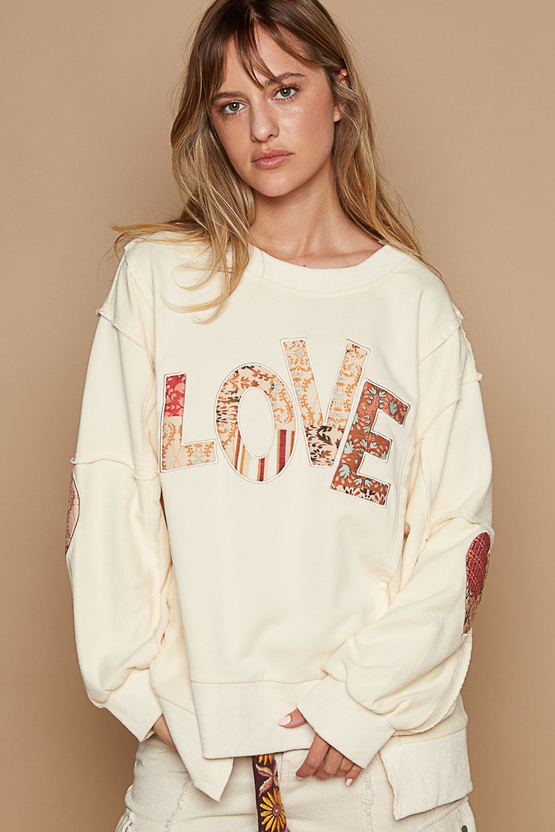 Love Struck Letter Patch French Terry Pullover (3 Colors)