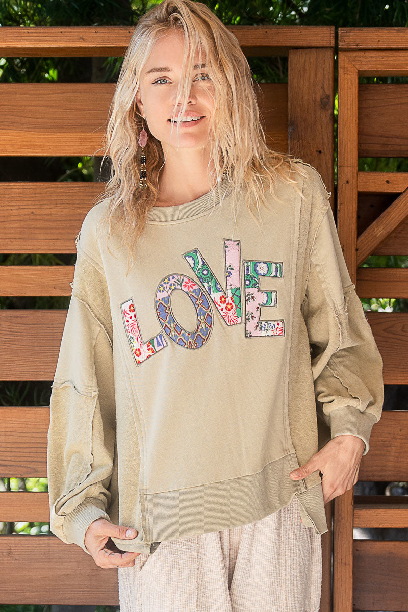 Love Struck Letter Patch French Terry Pullover (3 Colors)