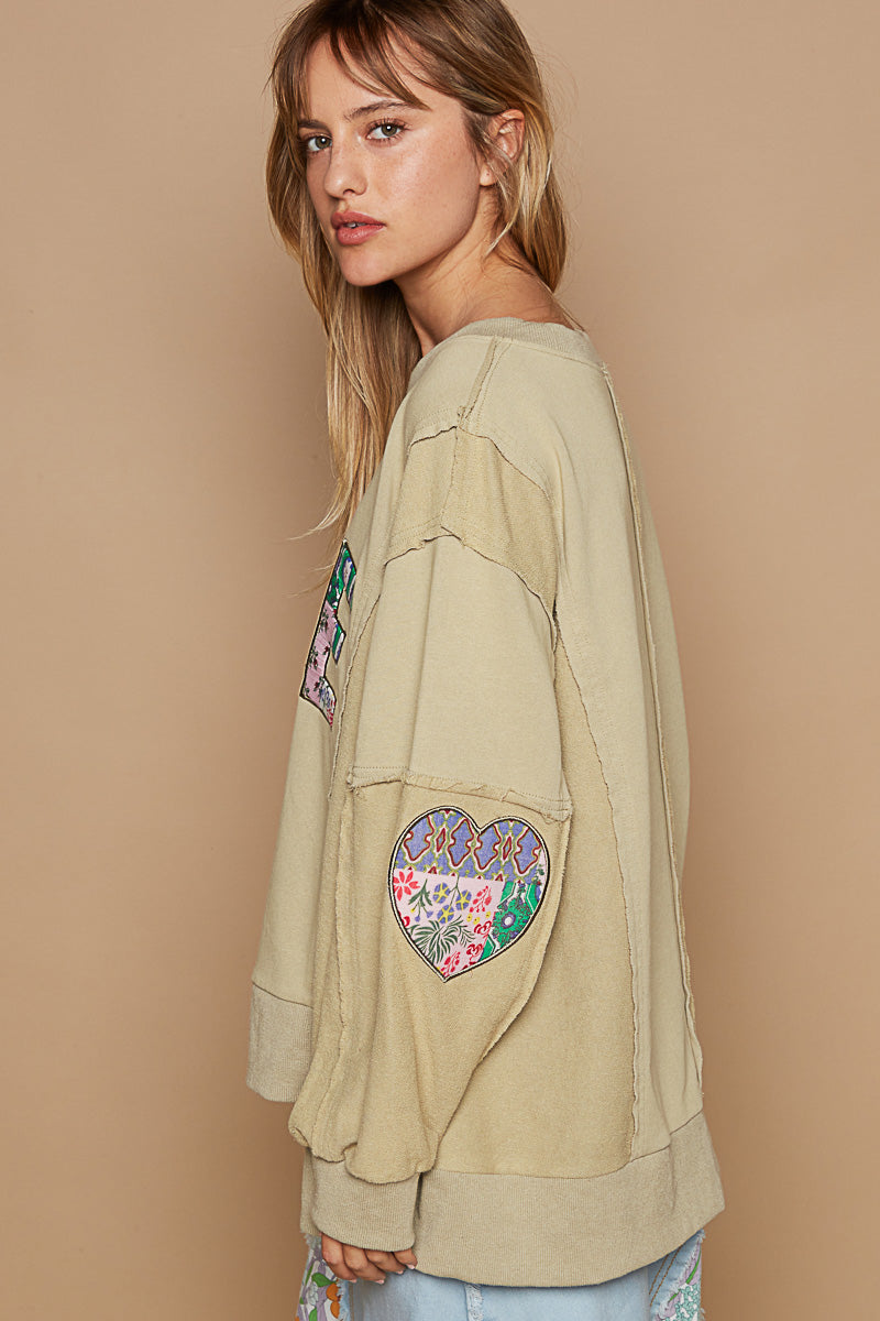 Love Struck Letter Patch French Terry Pullover (3 Colors)