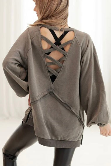 Back To Basics Criss Cross French Terry Pullover (7 Colors)