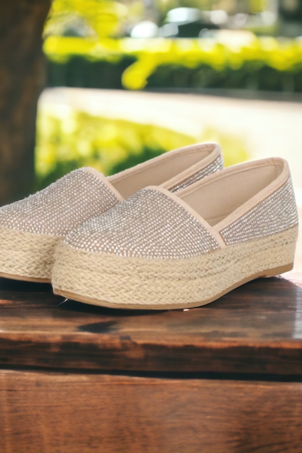 Current Mood, Sparkling: Rhinestone Encrusted Slip On Espadrilles