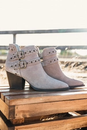 Elsa Genuine Suede Ankle Boot in Taupe