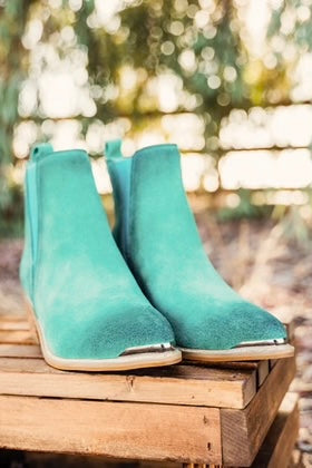 Wylie Suede Ankle Boot in Teal