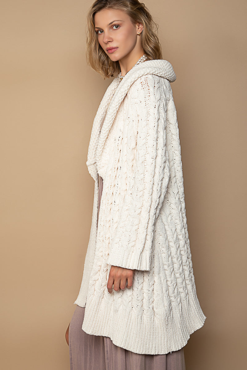 The Aspen Cable Knit Chenille Midi Cardigan