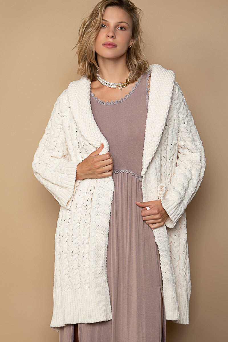 The Aspen Cable Knit Chenille Midi Cardigan