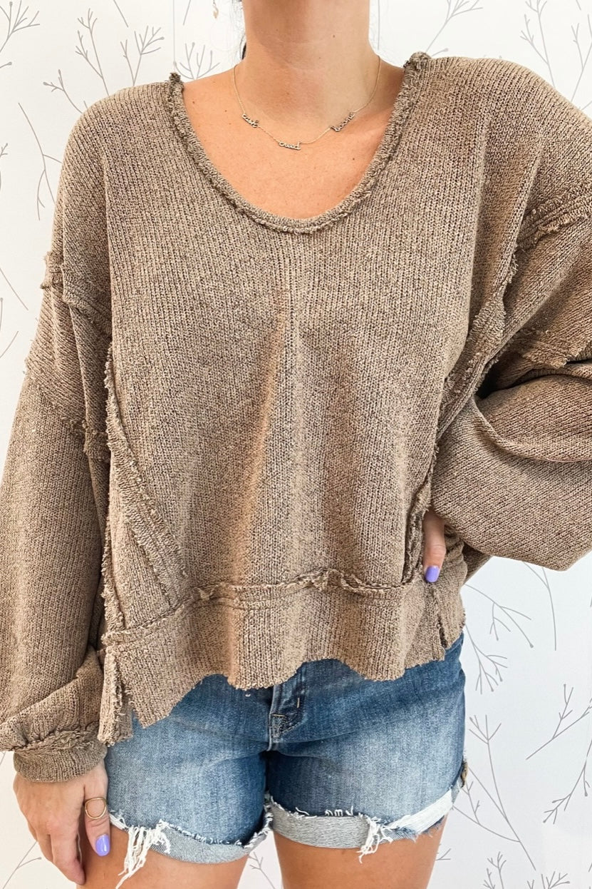 Grab & Go Oversized Hooded Knit Top