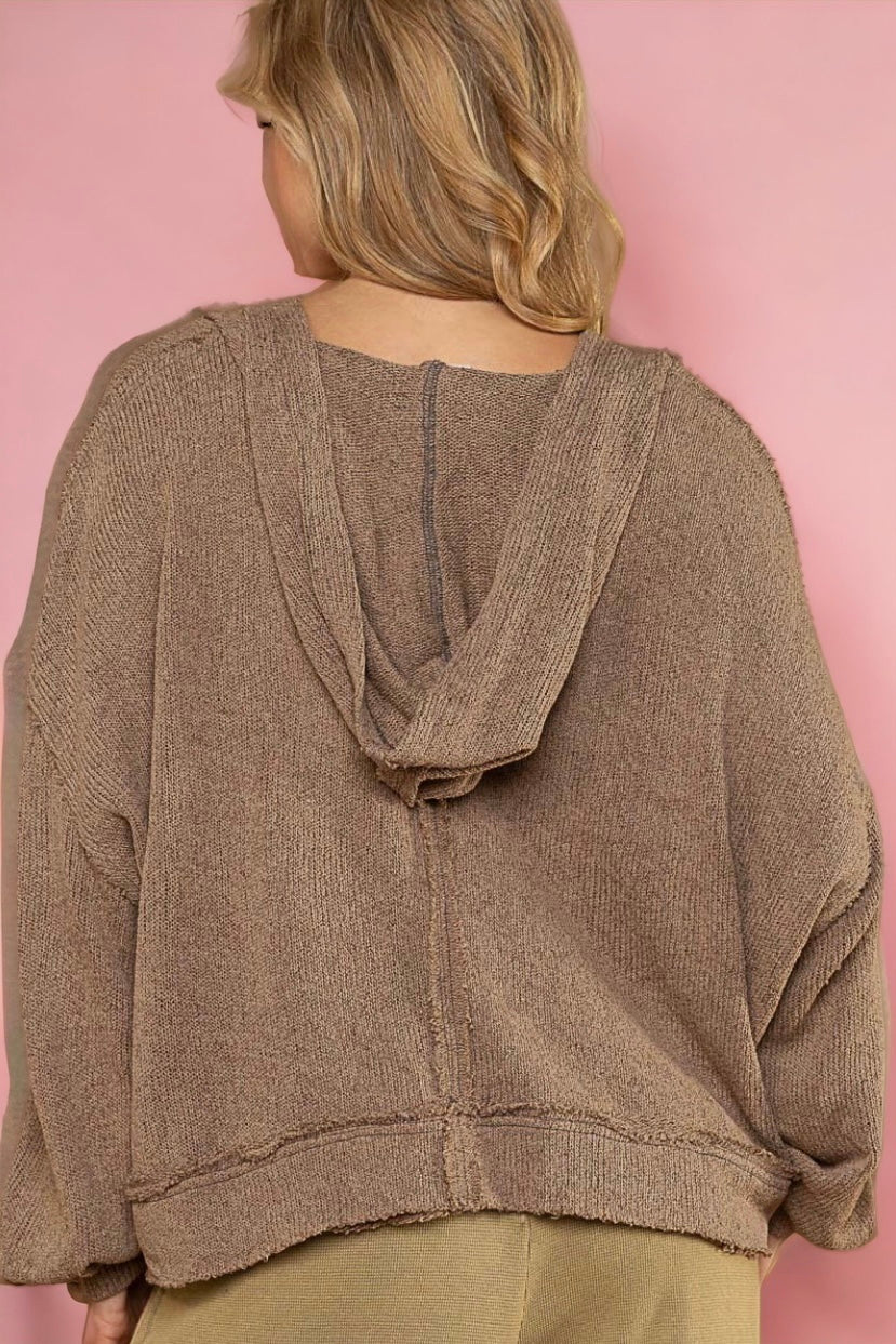 Grab & Go Oversized Hooded Knit Top