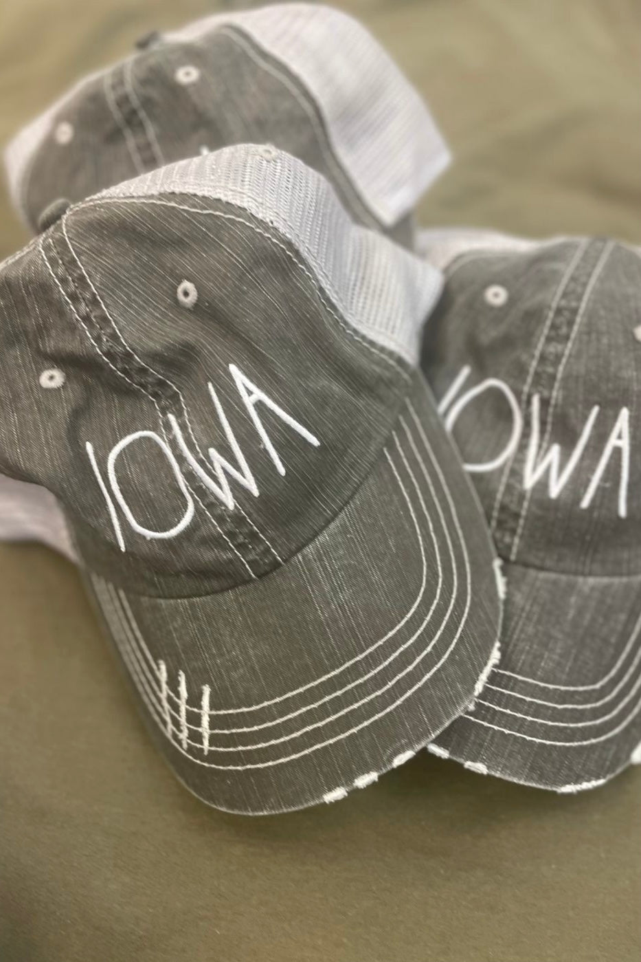 Iowa Embroidered Distressed Trucker  Hat