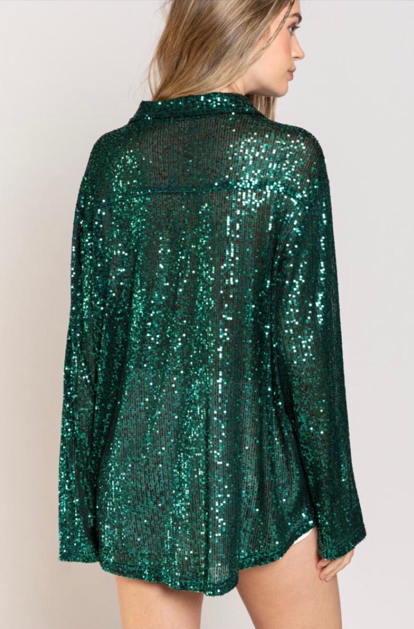 All That Glitters Sequin Button Down Shirt | 3 Colors