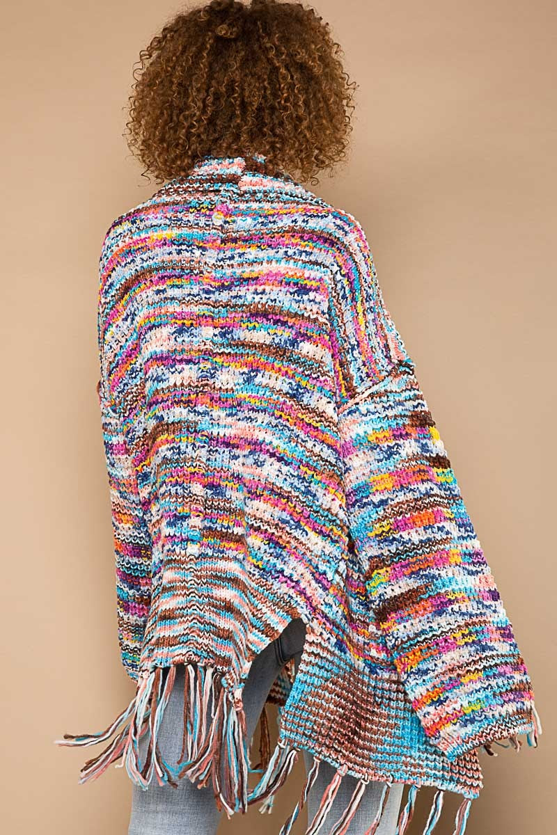 Fringe With Benefits Shawl Collar Confetti Cardigan