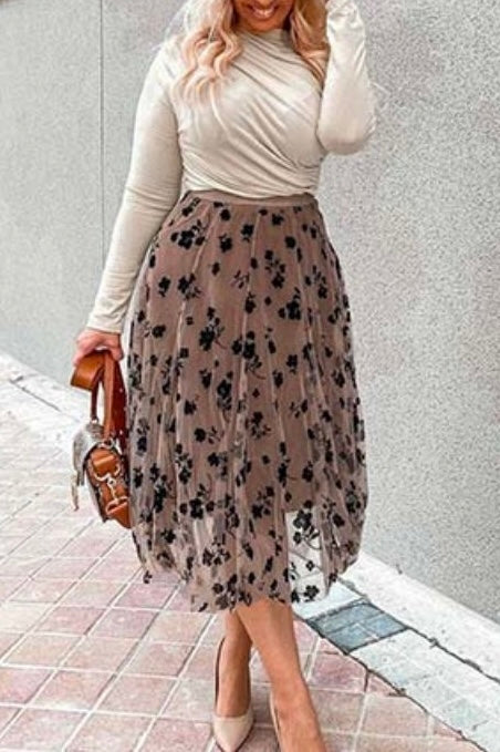 Close To My Heart Floral Chiffon Tutu Style Midi Skirt