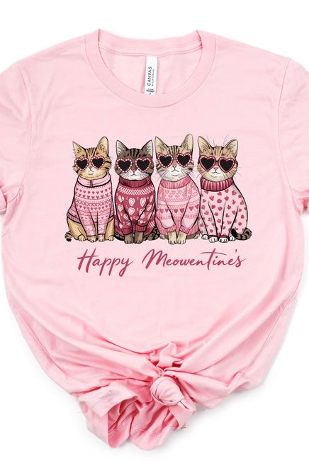 Happy Meowentines Short Sleeve Graphic Tee