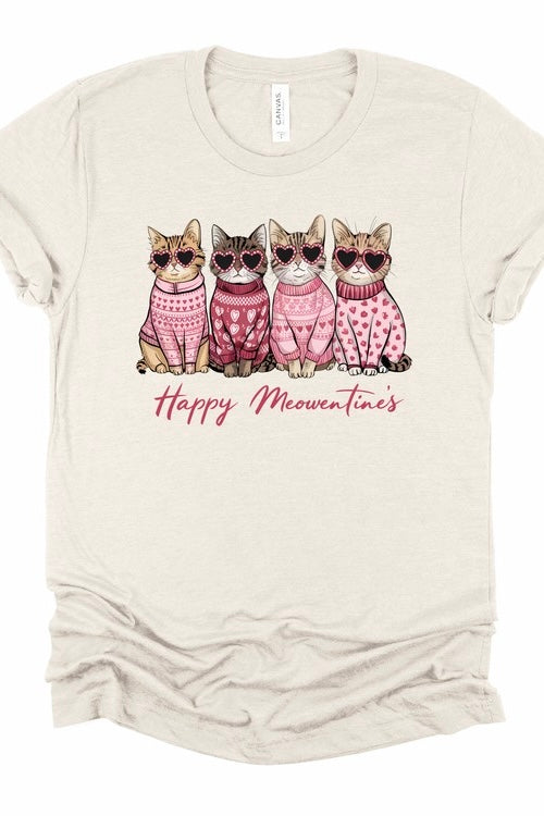 Happy Meowentines Short Sleeve Graphic Tee