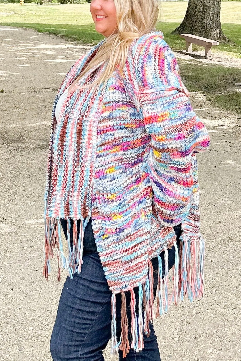 Fringe With Benefits Shawl Collar Confetti Cardigan