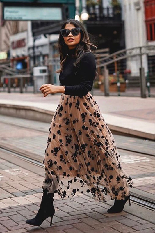 Close To My Heart Floral Chiffon Tutu Style Midi Skirt