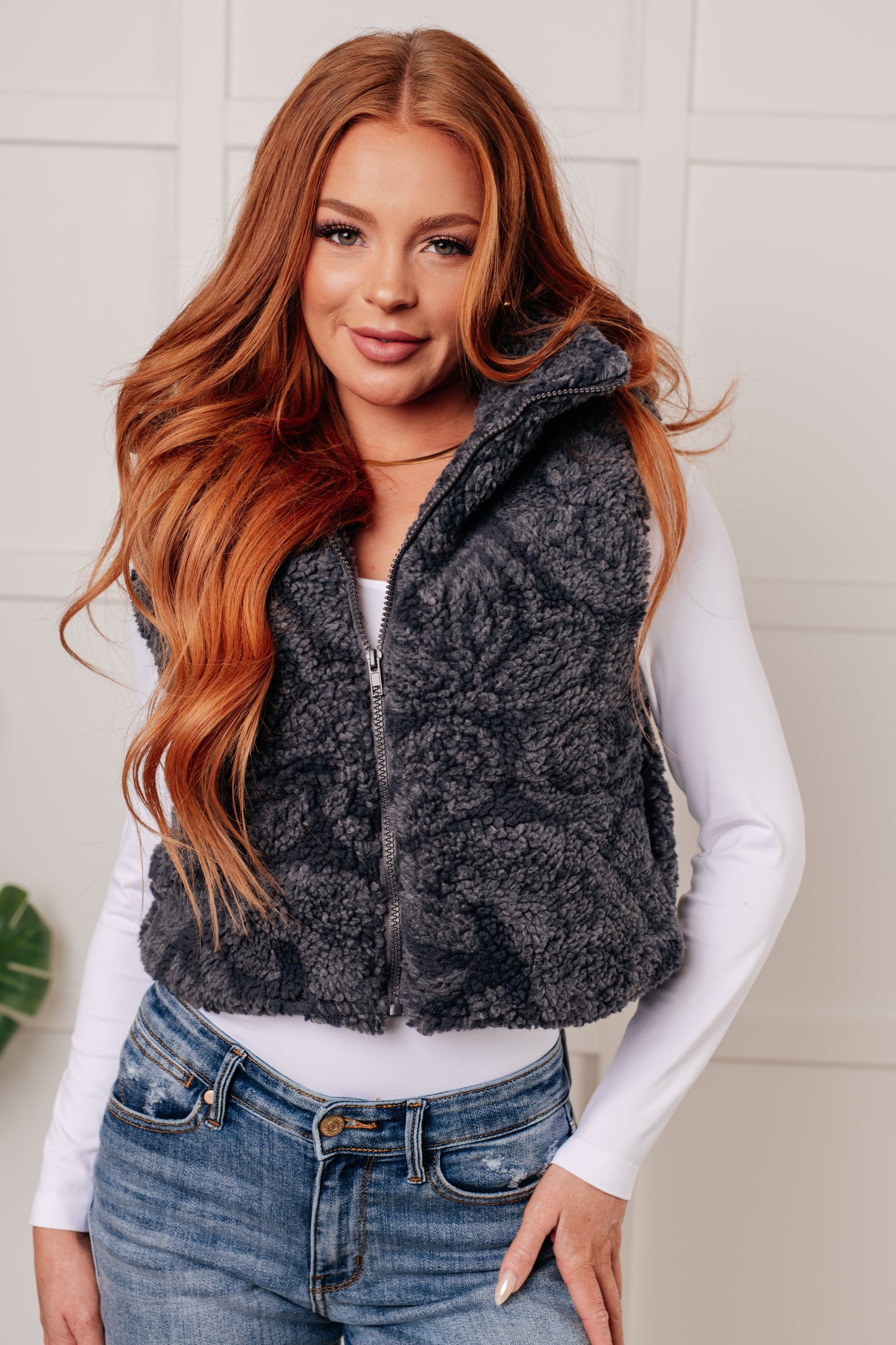 Warm Me Up Paisley Print Zip Up Sherpa Vest