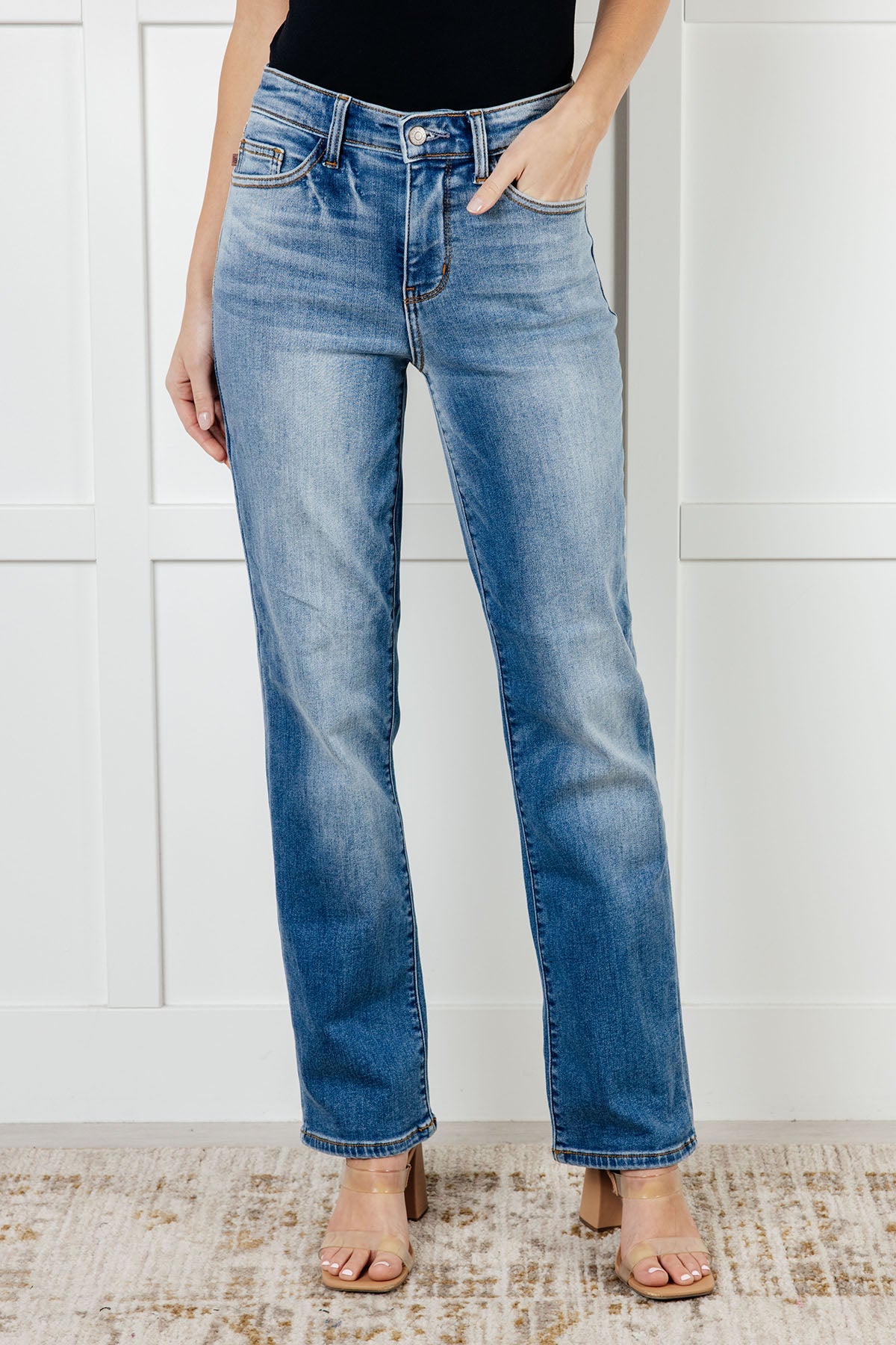 Warmed Up Vintage Wash Brushed Thermal Lined Straight Jeans (0/24 to 24W)