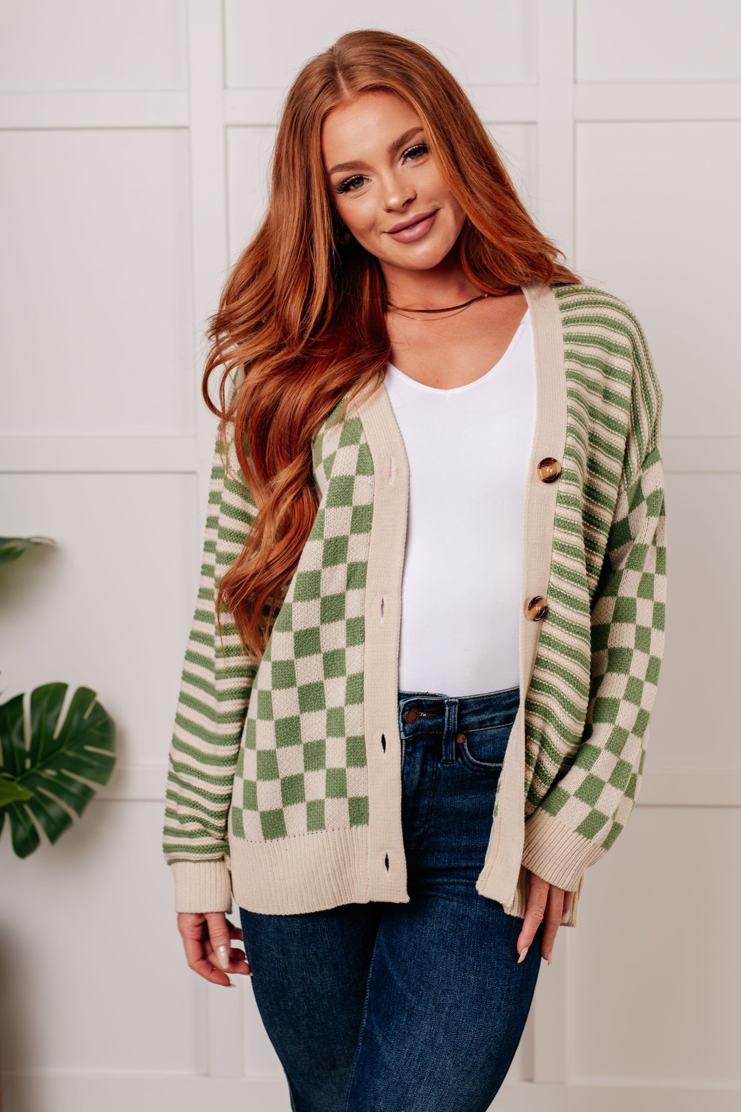 Plot Twist Checkers + Stripes Button Down Cardi (Small to 3XL)