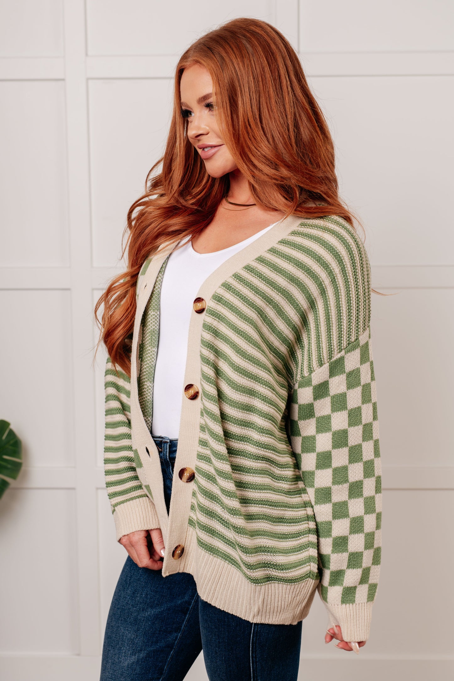 Plot Twist Checkers + Stripes Button Down Cardi (Small to 3XL)