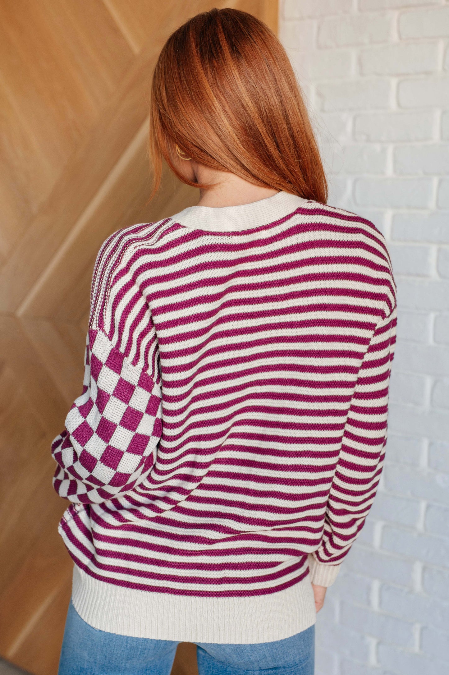 Plot Twist Checkers + Stripes Button Down Cardi (Small to 3XL)