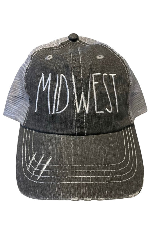 Midwest Embroidered Distressed Trucker