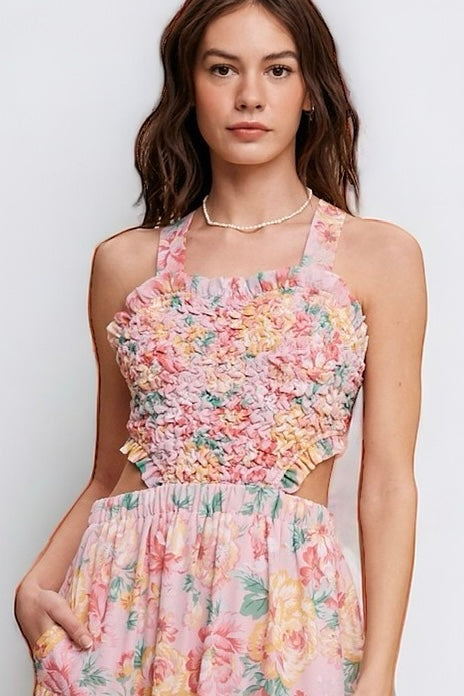 Coronado Floral Bubble Textured Two-Piece Style Chiffon Maxi Dress