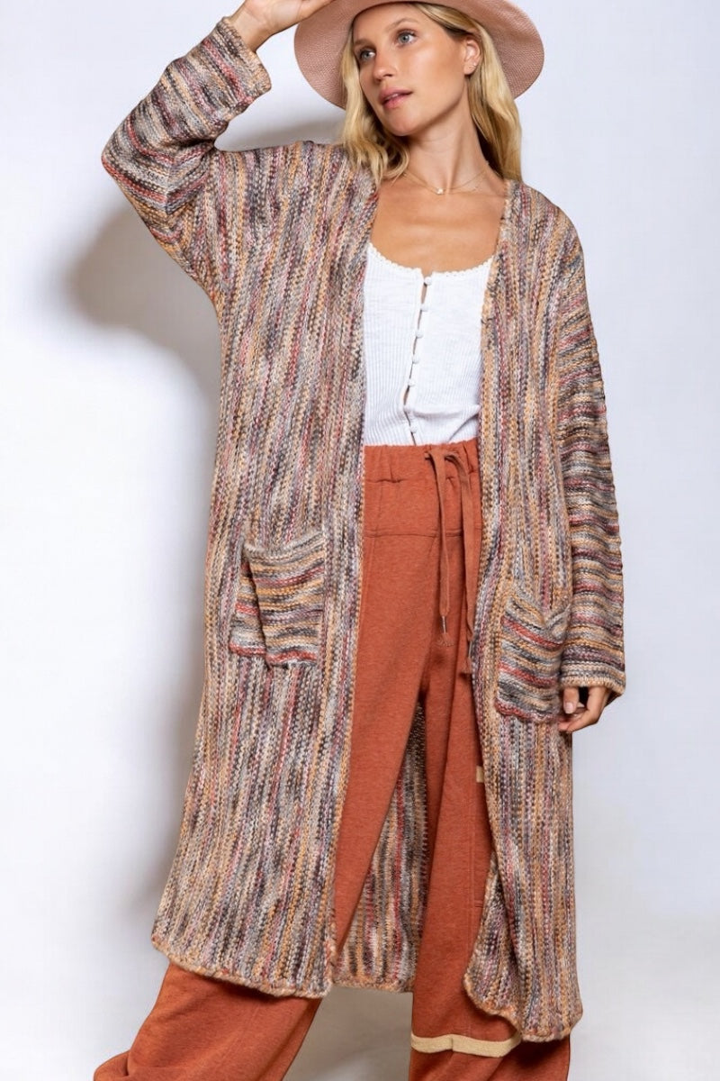 Cozy Autumn Multi Striped Long Knit Cardi (2 Colors)