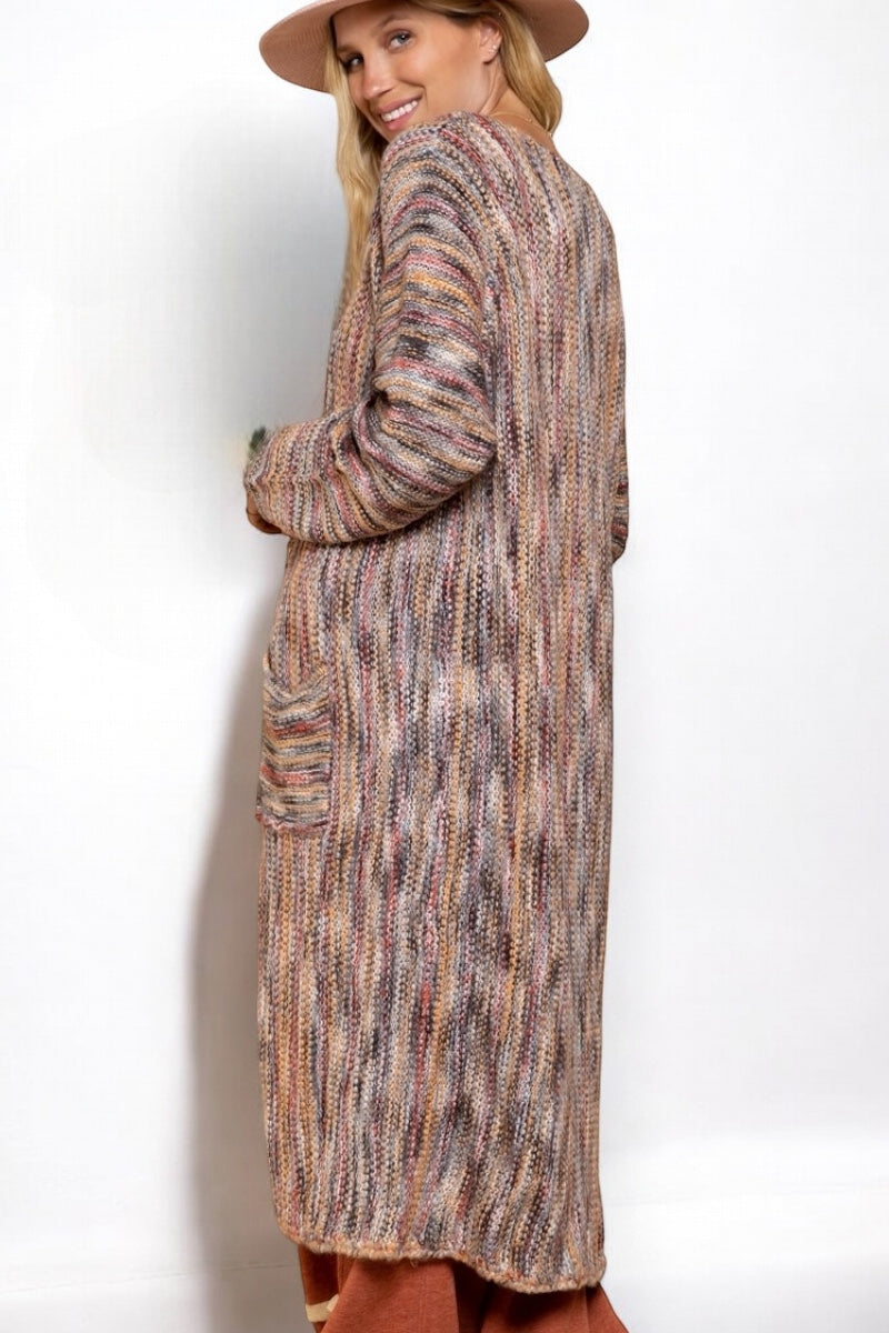 Cozy Autumn Multi Striped Long Knit Cardi (2 Colors)